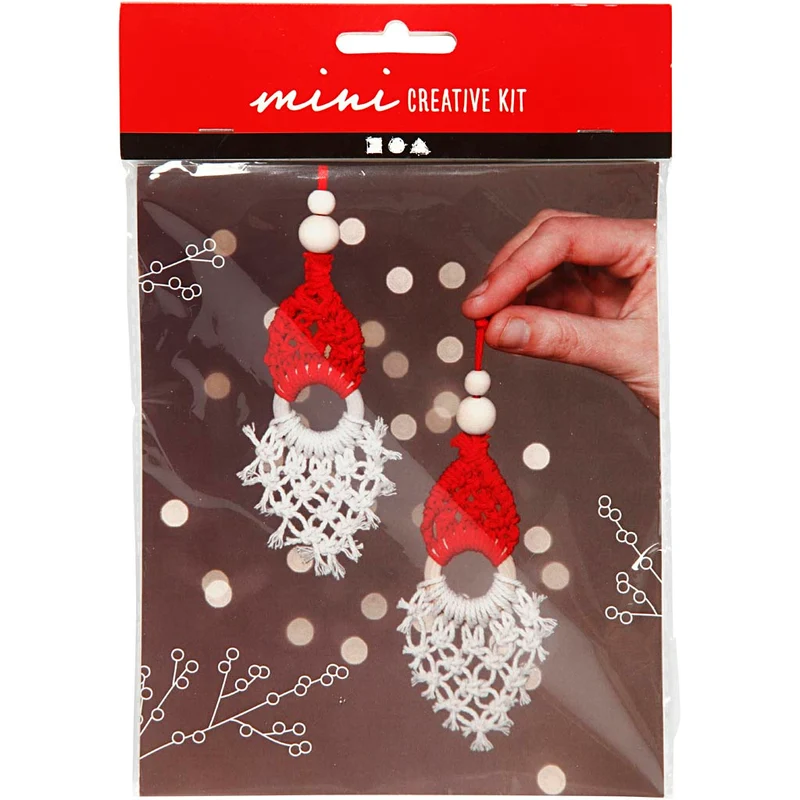 Mini Kreativ Set, Weihnachtswichtel aus Macramé, H 14 cm, 1 Pck [HOB-977410]