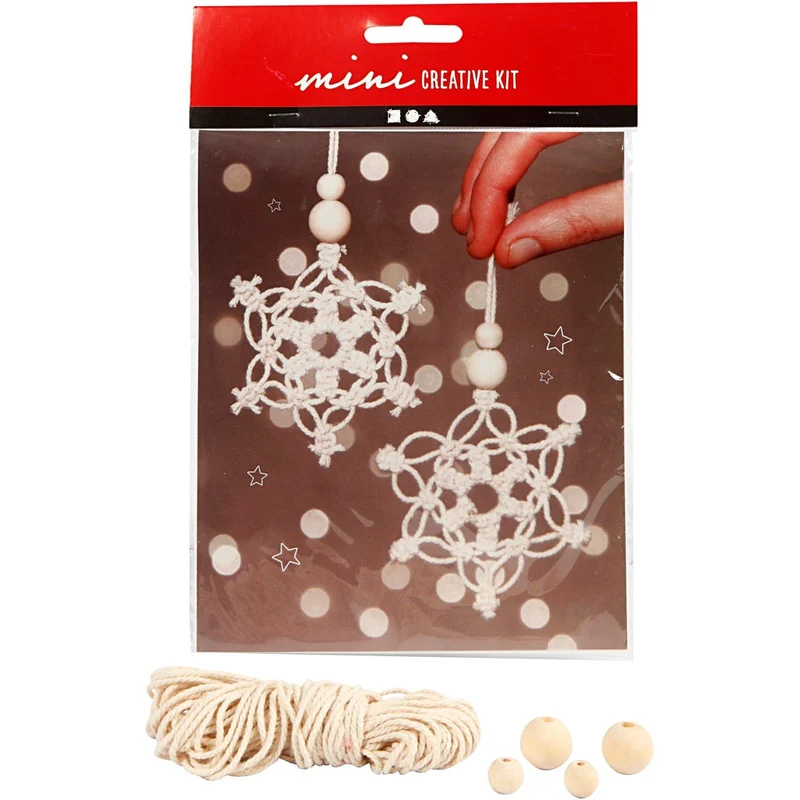 Mini Kreativ Set, Schneeflocke aus Macramé, H 10 cm, 1 Pck [HOB-977409]