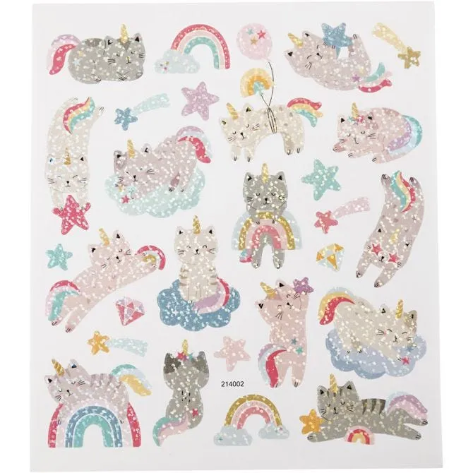 Sticker, Einhorn-Kätzchen, Blatt 15x16,5 cm, 1 Bl. [HOB-29047]