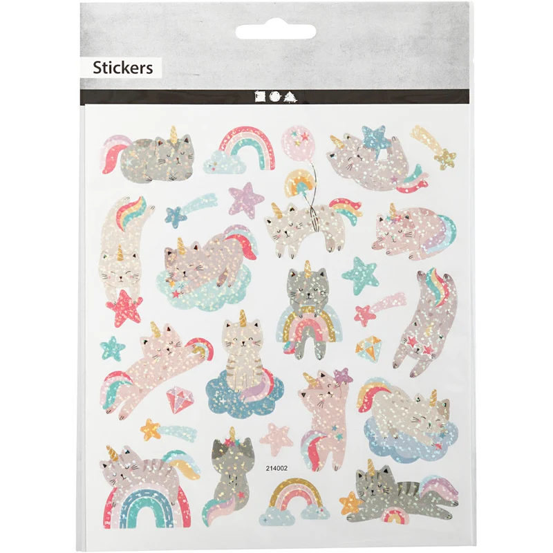 Sticker, Einhorn-Kätzchen, Blatt 15x16,5 cm, 1 Bl. [HOB-29047]