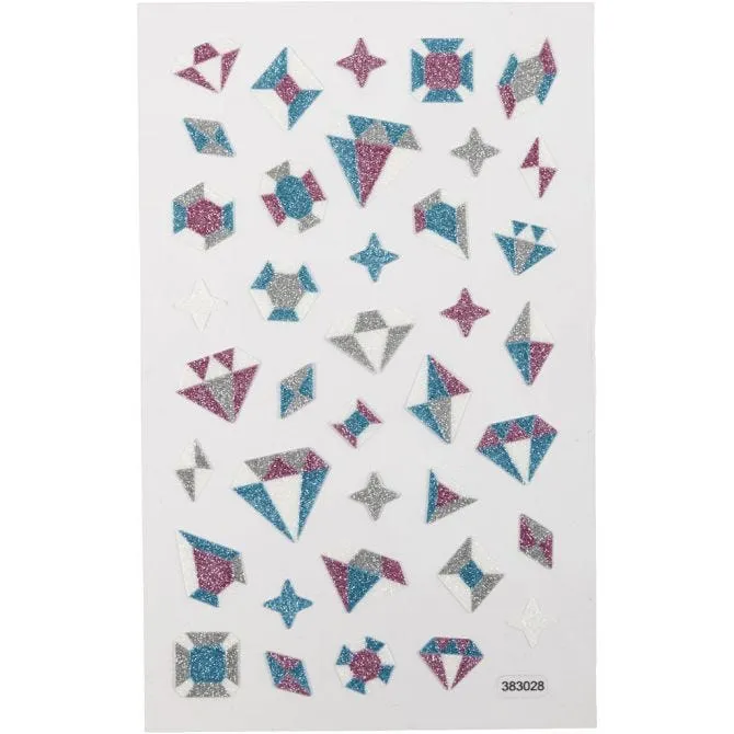 Glitzer-Sticker, Diamanten, Blatt 10x16 cm, 1 Bl. [HOB-280021]