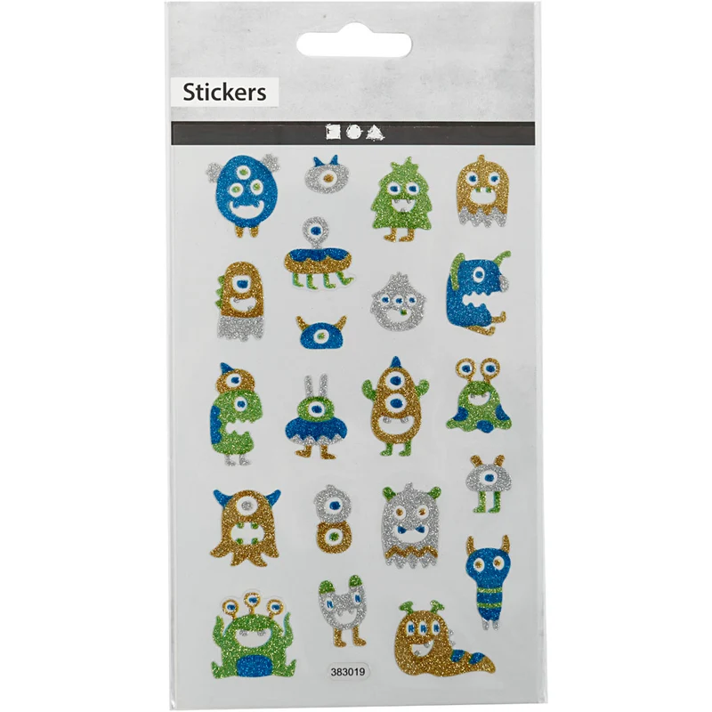 Glitzer-Sticker, Aliens, Blatt 10x16 cm, 1 Bl. [HOB-280020]