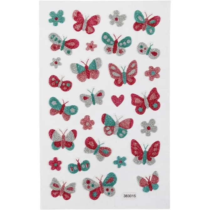 Glitzer-Sticker, Schmetterlinge, Blatt 10x16 cm, 1 Bl. [HOB-280018]