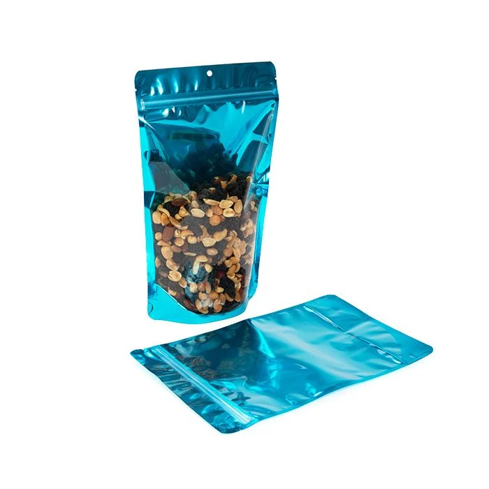 Standbodenbeutel Transparent/Blau 17.1x8.9x28.6cm | 340 Gramm mit Aufhängeloch (100 Stück) [ZBGB4AM]