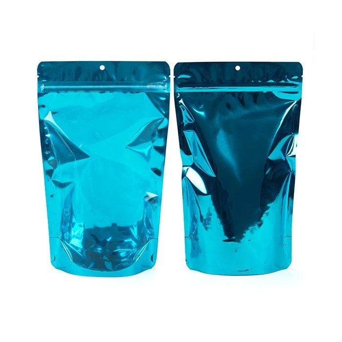 Standbodenbeutel Transparent/Blau 17.1x8.9x28.6cm | 340 Gramm mit Aufhängeloch (100 Stück) [ZBGB4AM]