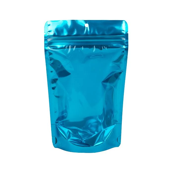 Standbodenbeutel Transparent/Blau 13x7.9x20.6cm |110 Gramm mit Aufhängeloch (100 Stück) [ZBGB3AM]
