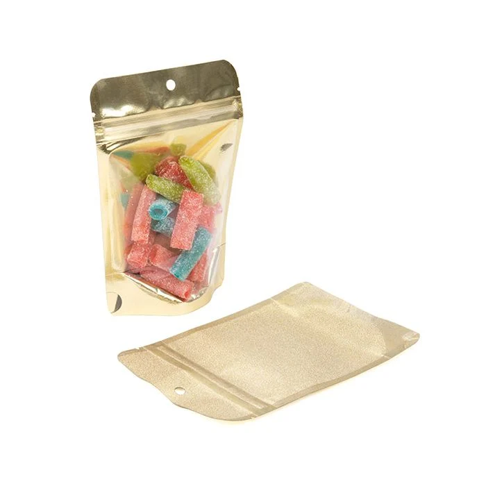 Standbodenbeutel Transparent/Gold 10.2x6x15.2cm 57 Gramm (100 Stück) [ZBG2GLG]