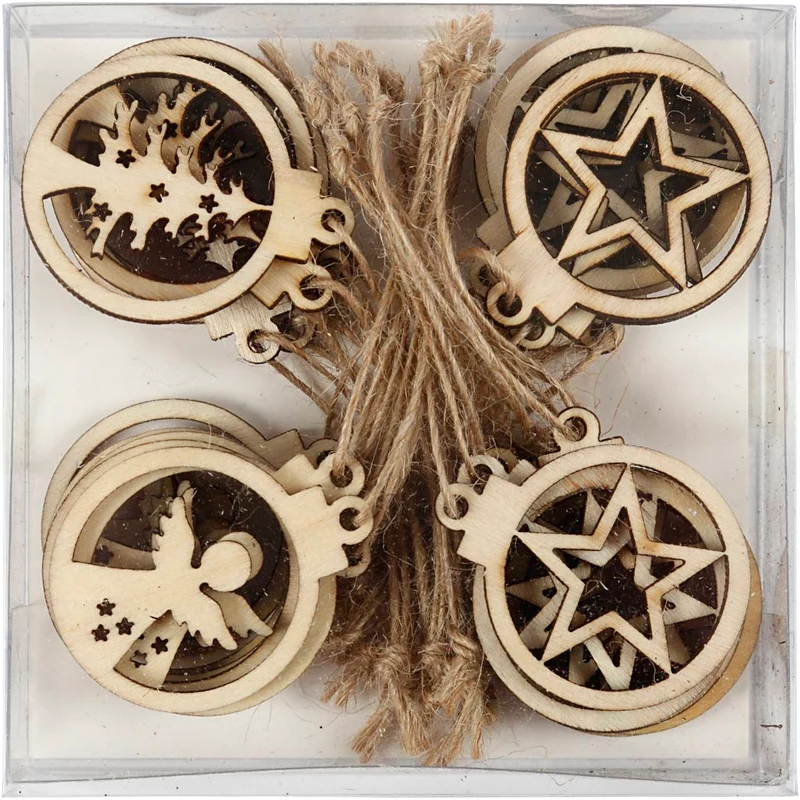 Weihnachtsanhänger, D 3 cm, Dicke 2,7 mm, 24 Stk/ 1 Pck [HOB-54464]