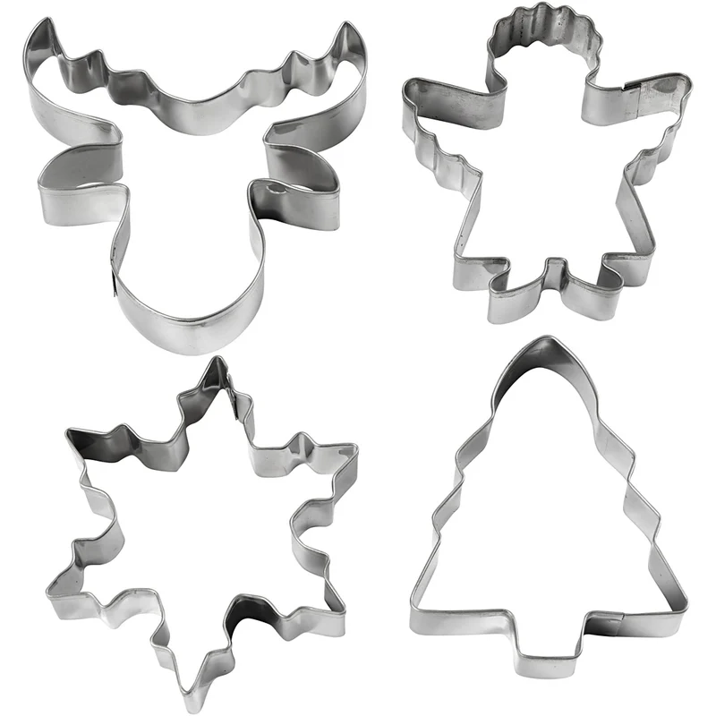 Ausstechformen, Weihnachtsbaum, Engel, Rentier, Schneeflocke, H 8 cm, 4 Stk/ 1 Pck [HOB-782886]