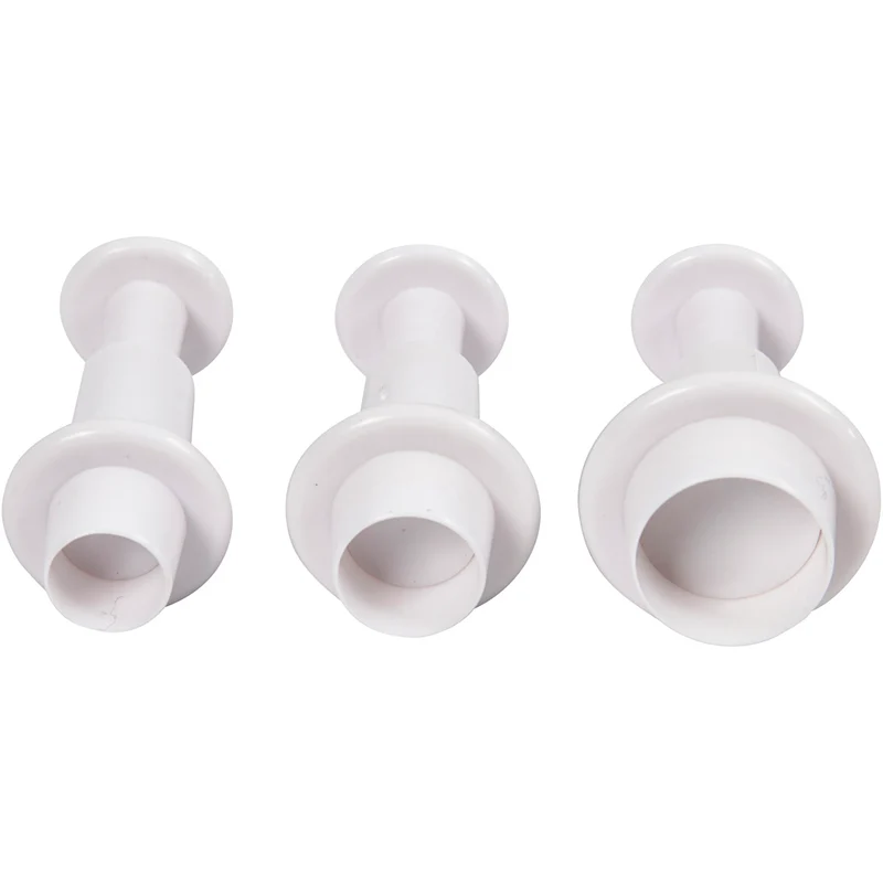 Ausstecher mit Stempelgriff, Kreis, D 1,1+1,3+1,7 cm, Weiß, 3 Stk/ 1 Pck [HOB-782876]