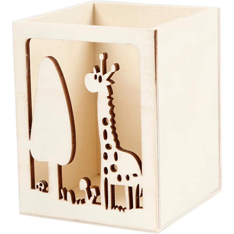 Behälter für Teelicht/Stifte, Giraffe, H 10 cm, L 8 cm, B 8 cm, Dicke 4 mm, 1 Stk [HOB-54434]