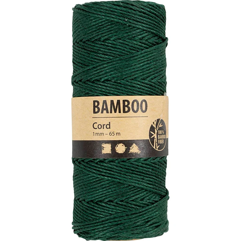 Bambusschnur, Dicke 1 mm, Grün, 65 m/ 1 Rolle [HOB-503486]
