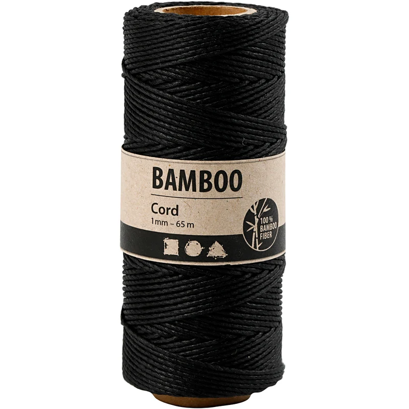Bambusschnur, Dicke 1 mm, Schwarz, 65 m/ 1 Rolle [HOB-503483]