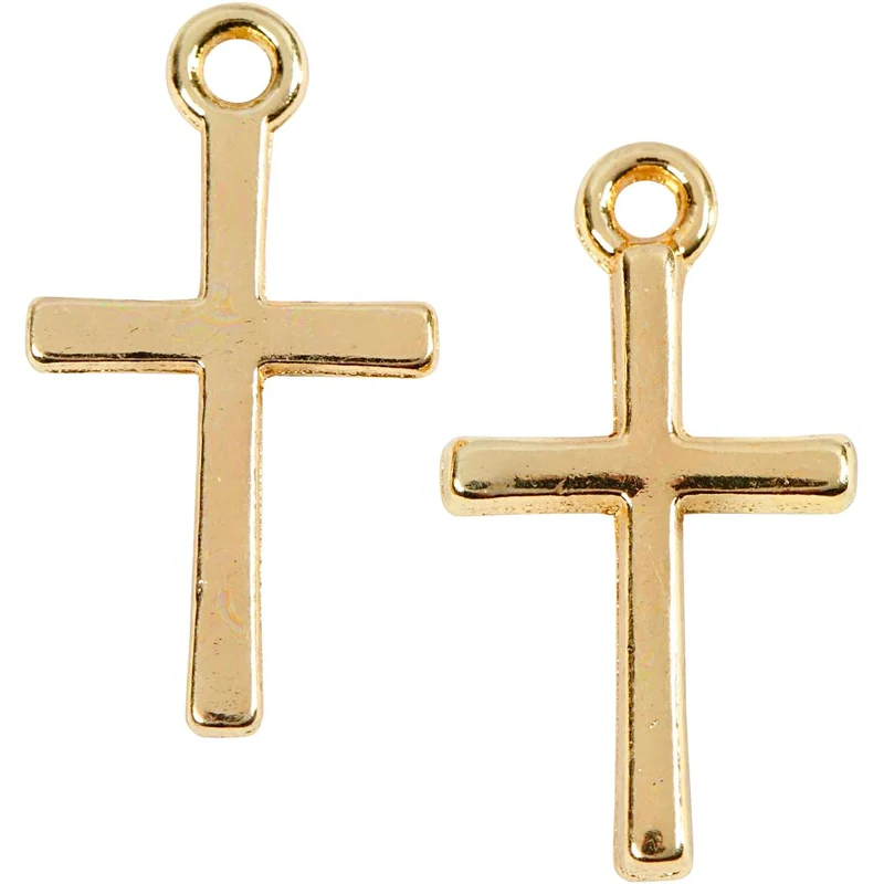 Kreuz-Anhänger, Größe 10x18 mm, Vergoldet, 20 Stk/ 1 Pck [HOB-61075]