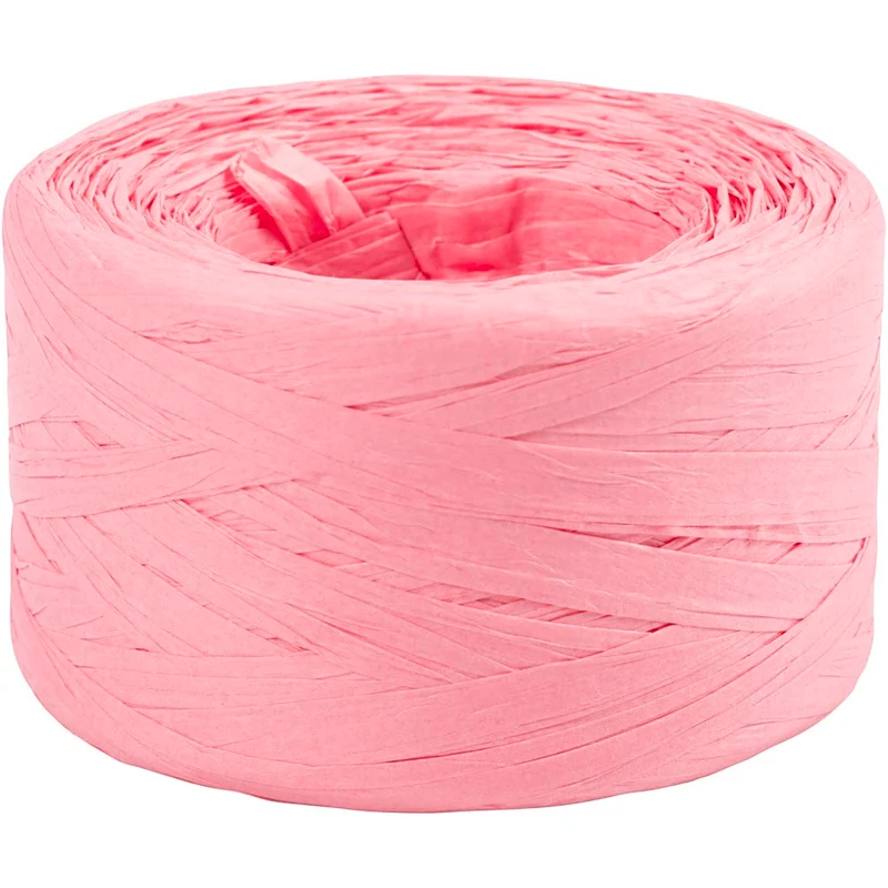 Papierbast (Raffia), B 7-8 mm, Hellrosa, 100 m/ 1 Rolle [HOB-503296]
