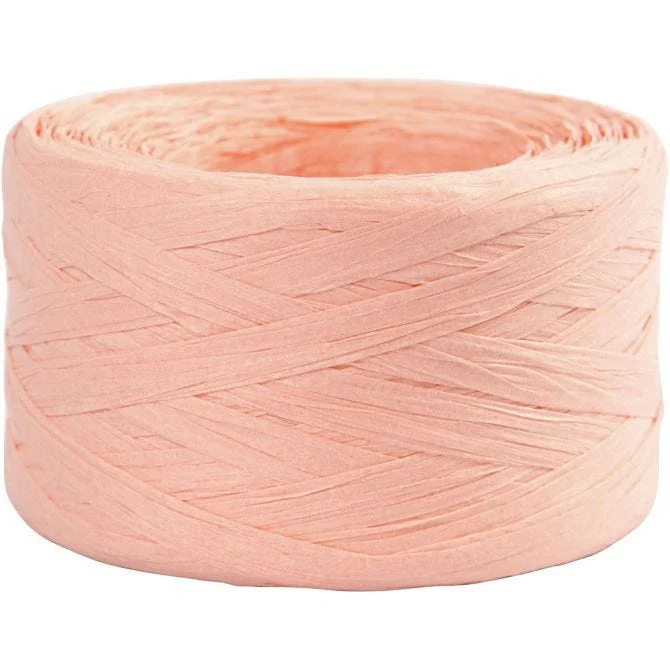 Papierbast (Raffia), B 7-8 mm, Hellrosa, 100 m/ 1 Rolle [HOB-503296]
