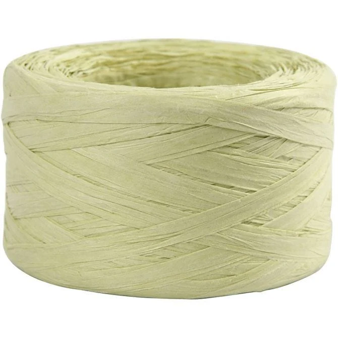 Papierbast (Raffia), B 7-8 mm, Hellgrün, 100 m/ 1 Rolle [HOB-503295]