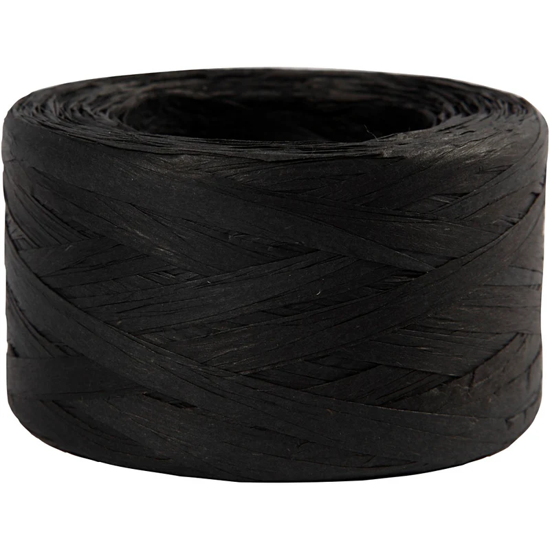 Papierbast (Raffia), B 7-8 mm, Schwarz, 100 m/ 1 Rolle [HOB-503292]