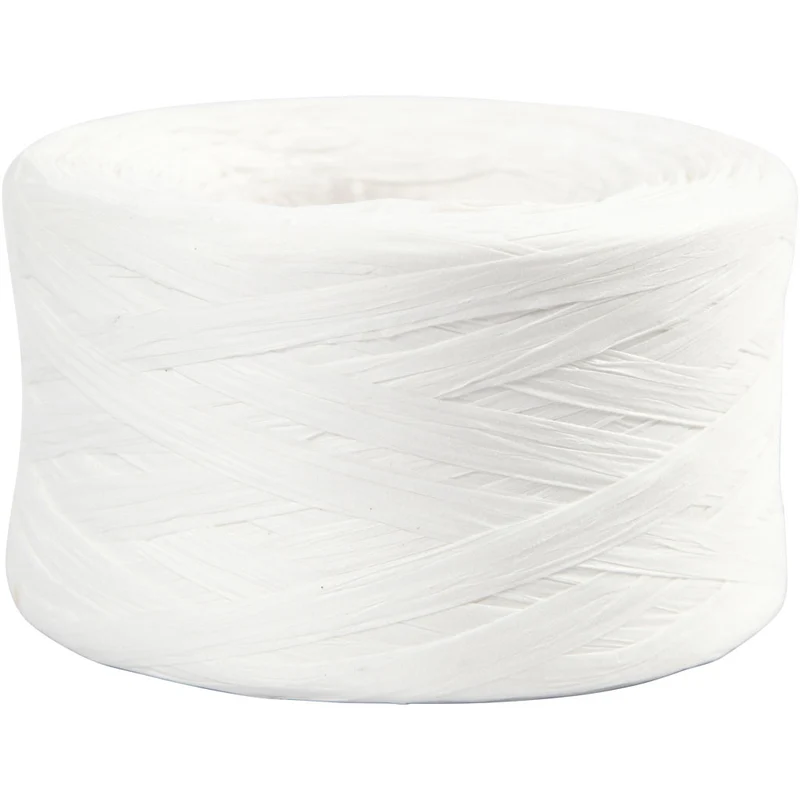 Papierbast (Raffia), B 7-8 mm, Weiß, 100 m/ 1 Rolle [HOB-503291]