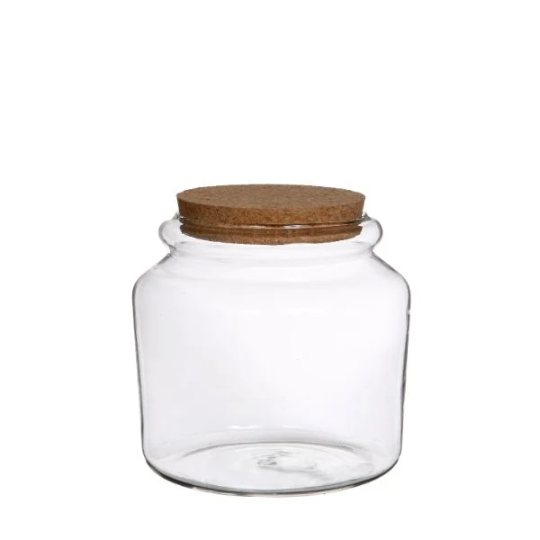 Glasgefäß mit Kork 15x14cm (1 Stück) [IFS-29451]
