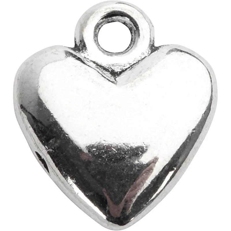 Herz-Anhänger, Größe 13x15 mm, Versilbert, 10 Stk/ 1 Pck [HOB-61069]