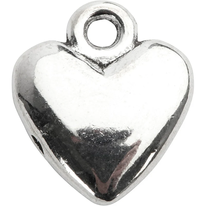 Herz-Anhänger, Größe 13x15 mm, Versilbert, 10 Stk/ 1 Pck [HOB-61069]