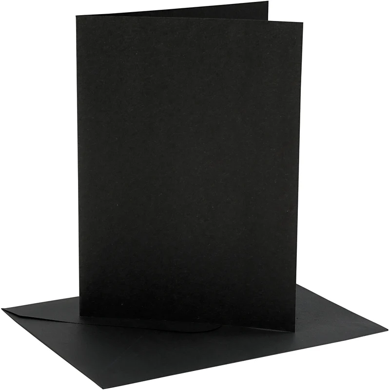 Karten & Kuverts, Kartengröße 12,7x17,8 cm, Umschlaggröße 13,3x18,5 cm, 230 g, Schwarz, 4 Set/ 1 Pck [HOB-230567]