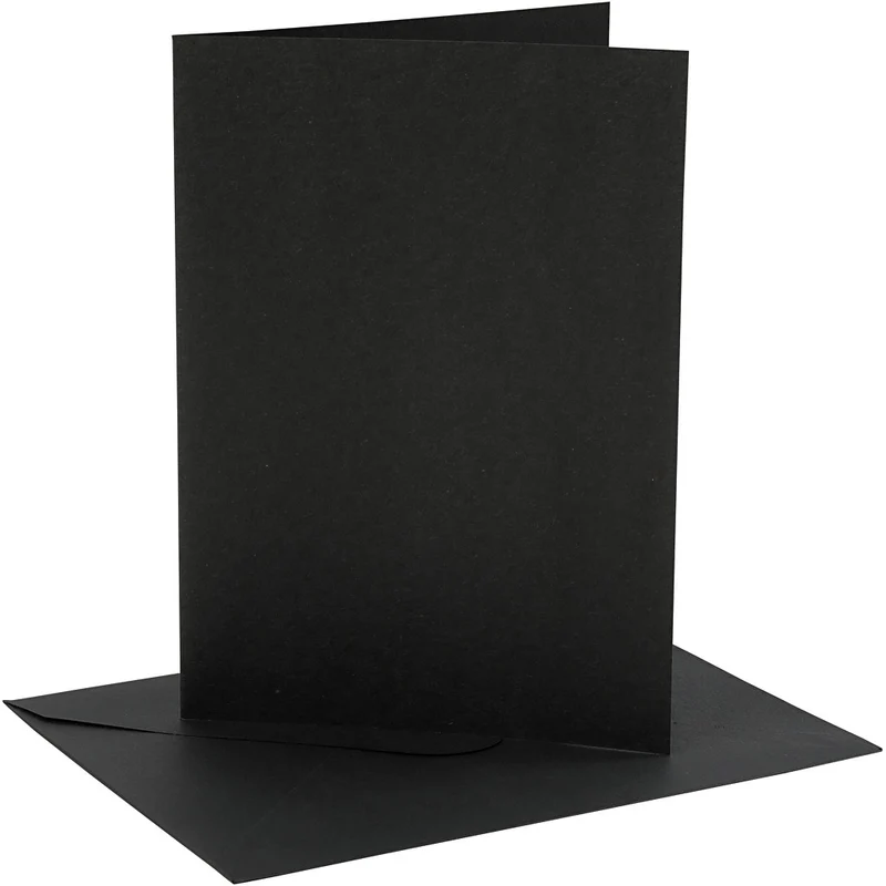 Karten & Kuverts, Kartengröße 12,7x17,8 cm, Umschlaggröße 13,3x18,5 cm, 230 g, Schwarz, 4 Set/ 1 Pck [HOB-230567]