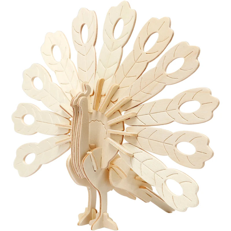 3D-Figur zum Zusammensetzen, Pfau, Größe 10x20,5x17,5 cm, 1 Stk [HOB-580501]