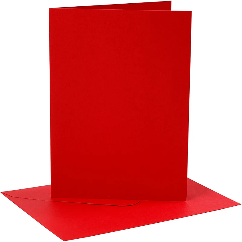 Karten & Kuverts, Kartengröße 12,7x17,8 cm, Umschlaggröße 13,3x18,5 cm, 230 g, Rot, 4 Set/ 1 Pck [HOB-230566]