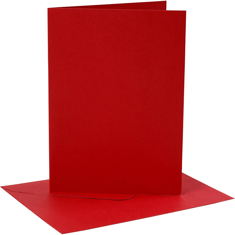 Karten & Kuverts, Kartengröße 12,7x17,8 cm, Umschlaggröße 13,3x18,5 cm, 230 g, Rot, 4 Set/ 1 Pck [HOB-230566]