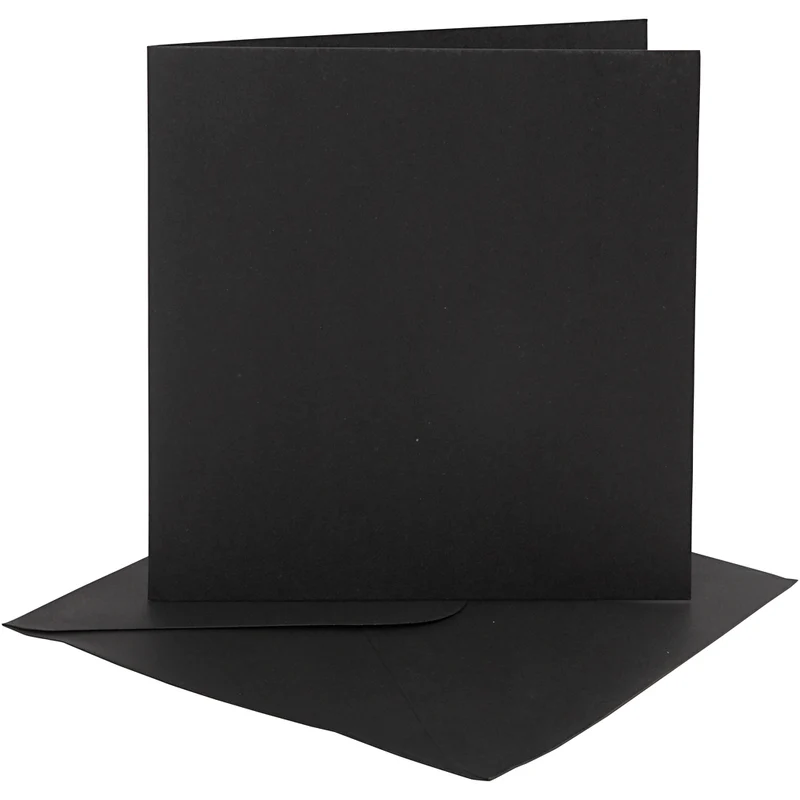 Karten & Kuverts, Kartengröße 15,2x15,2 cm, Umschlaggröße 16x16 cm, 230 g, Schwarz, 4 Set/ 1 Pck [HOB-230551]