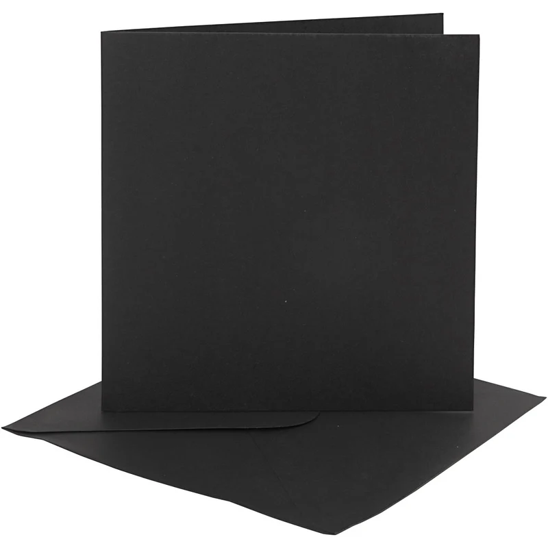 Karten & Kuverts, Kartengröße 15,2x15,2 cm, Umschlaggröße 16x16 cm, 230 g, Schwarz, 4 Set/ 1 Pck [HOB-230551]