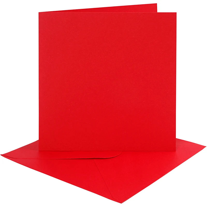 Karten & Kuverts, Kartengröße 15,2x15,2 cm, Umschlaggröße 16x16 cm, 230 g, Rot, 4 Set/ 1 Pck [HOB-230550]