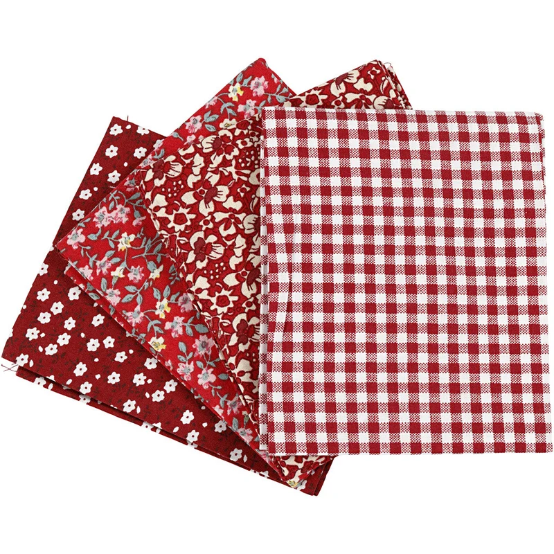 Patchwork-Stoff, Größe 45x55 cm, 100 g, Rot, 4 Stk/ 1 Bündl. [HOB-441833]