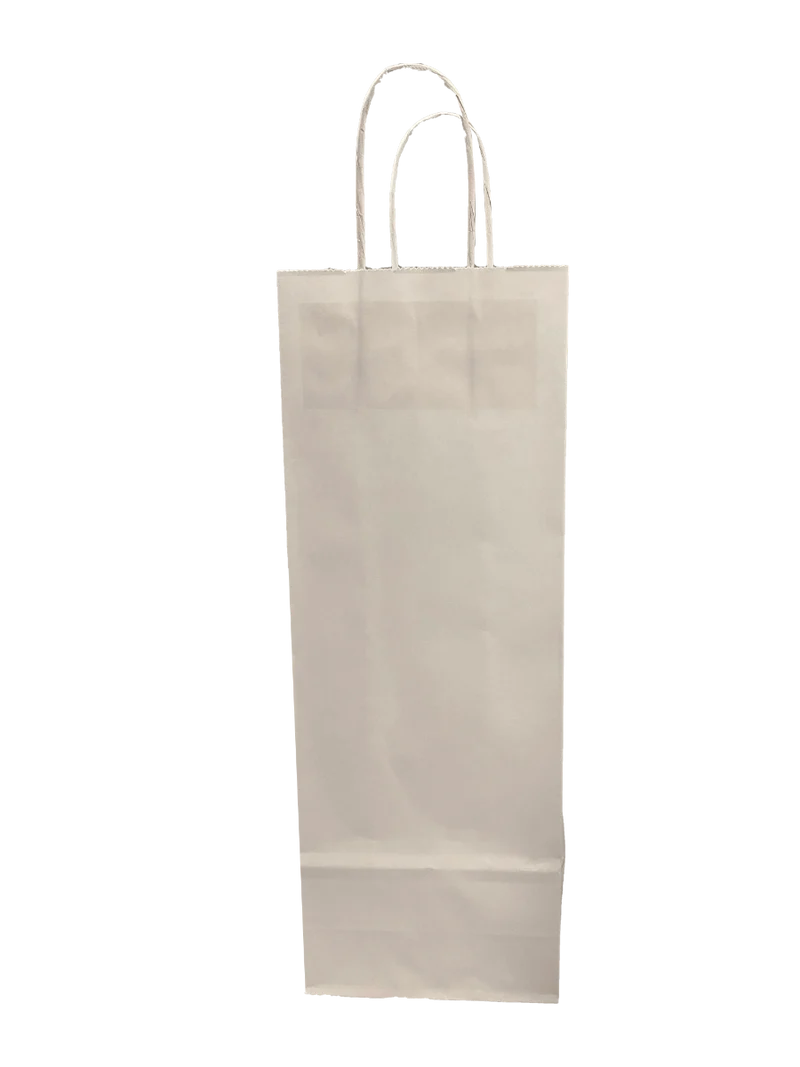 Papiertragetaschen für Flaschen 14x8x39cm Weiß (50 Stück) [PAWF1439W]