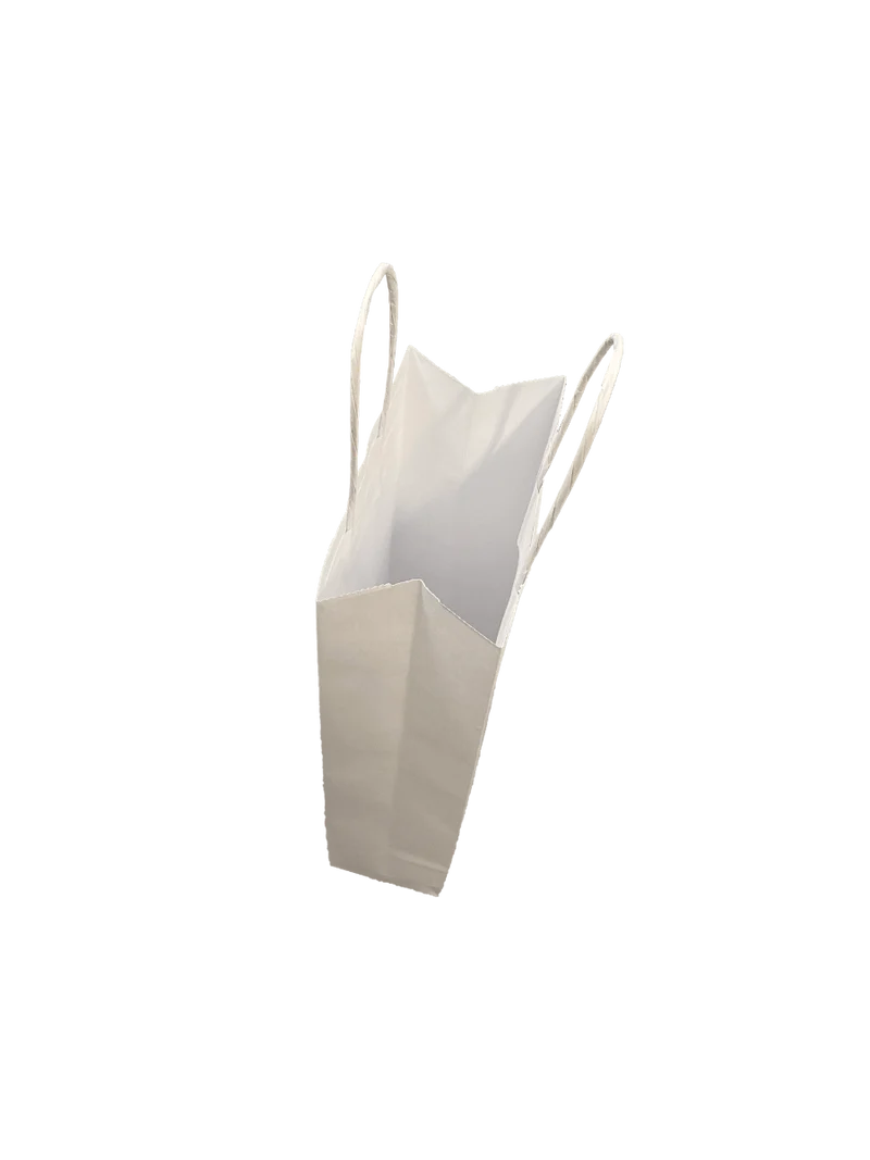 Papiertragetaschen für Flaschen 14x8x39cm Weiß (50 Stück) [PAWF1439W]