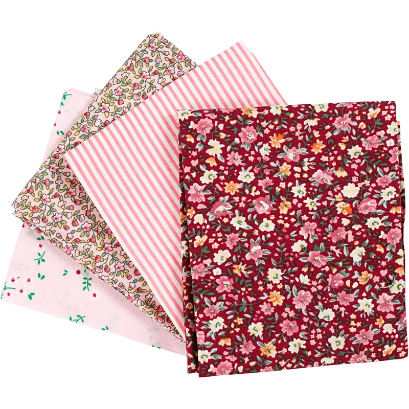 Patchwork-Stoff, Größe 45x55 cm, 100 g, Rosa, 4 Stk/ 1 Bündl. [HOB-441832]