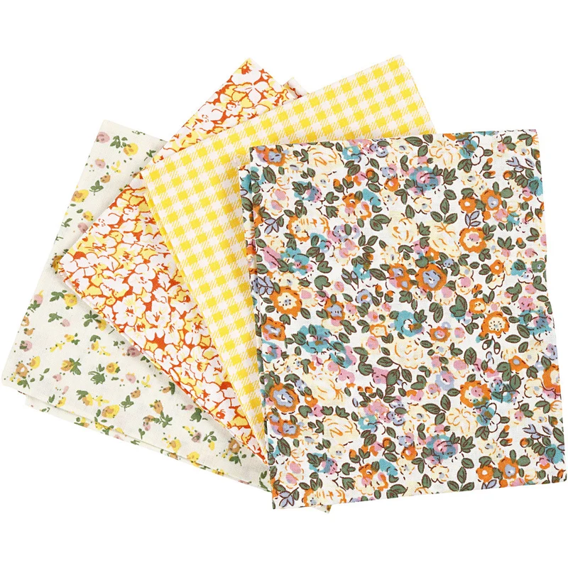 Patchwork-Stoff, Größe 45x55 cm, 100 g, Gelb, 4 Stk/ 1 Bündl. [HOB-441830]