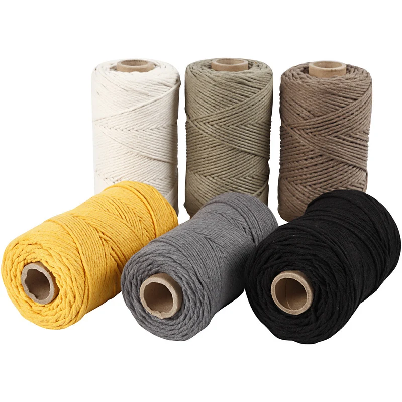 Makramée-Garn, L 198 M, D 2 mm, Sortierte Farben, 6x330 g/ 1 Pck [HOB-414766]