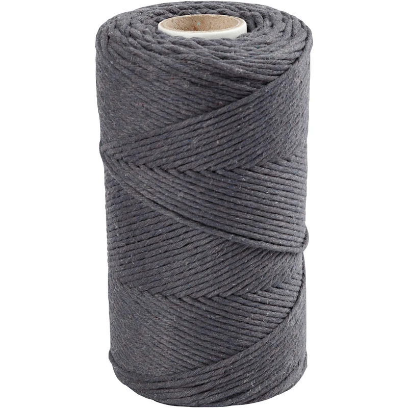 Makramée-Garn, L 198 M, D 2 mm, Grau, 330 g/ 1 Rolle [HOB-414764]