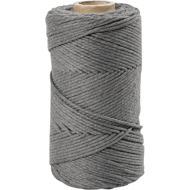 Makramée-Garn, L 198 M, D 2 mm, Grau, 330 g/ 1 Rolle [HOB-414764]
