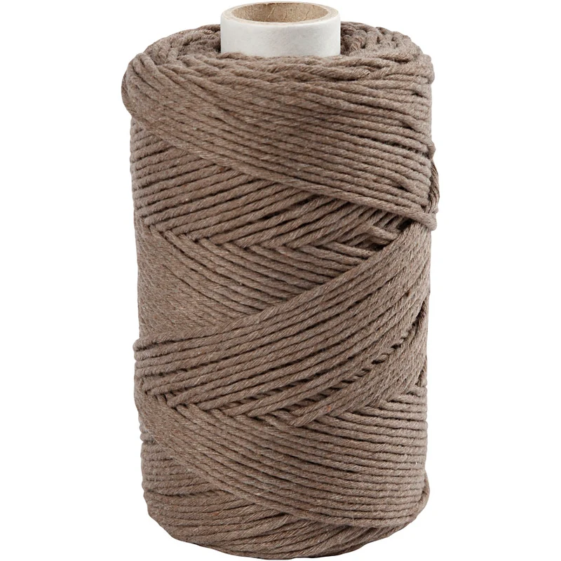 Makramée-Garn, L 198 M, D 2 mm, Hellbraun, 330 g/ 1 Rolle [HOB-414761]
