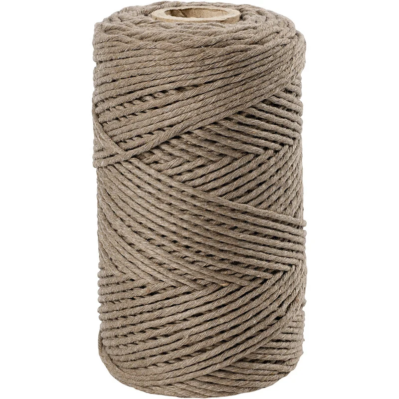 Makramée-Garn, L 198 M, D 2 mm, Hellbraun, 330 g/ 1 Rolle [HOB-414761]