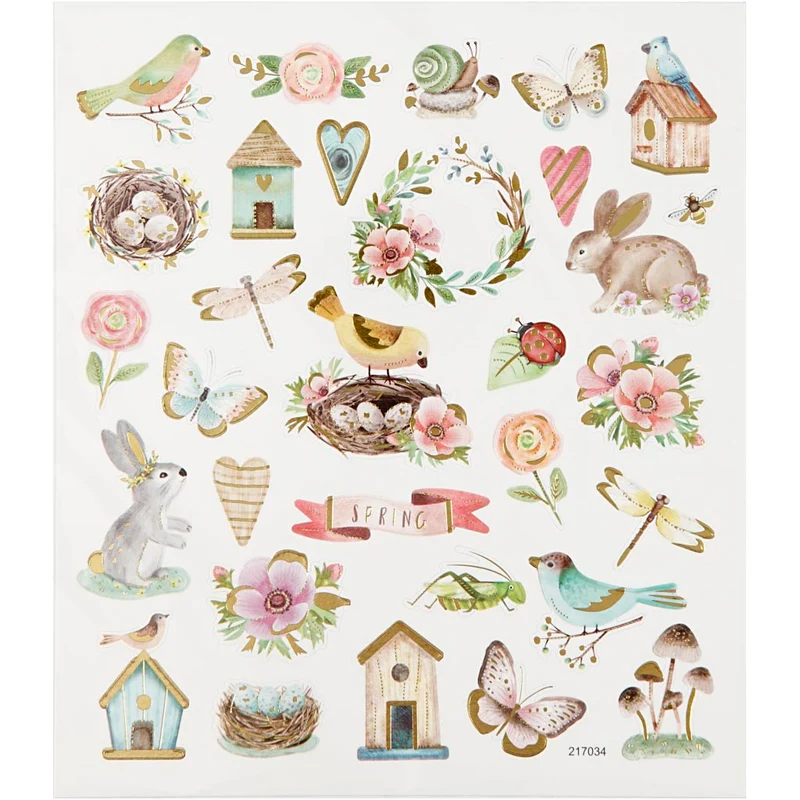 Sticker, Frühling und Ostern, Blatt 15x16,5 cm, ca. 34 Stk, 1 Bl. [HOB-29066]