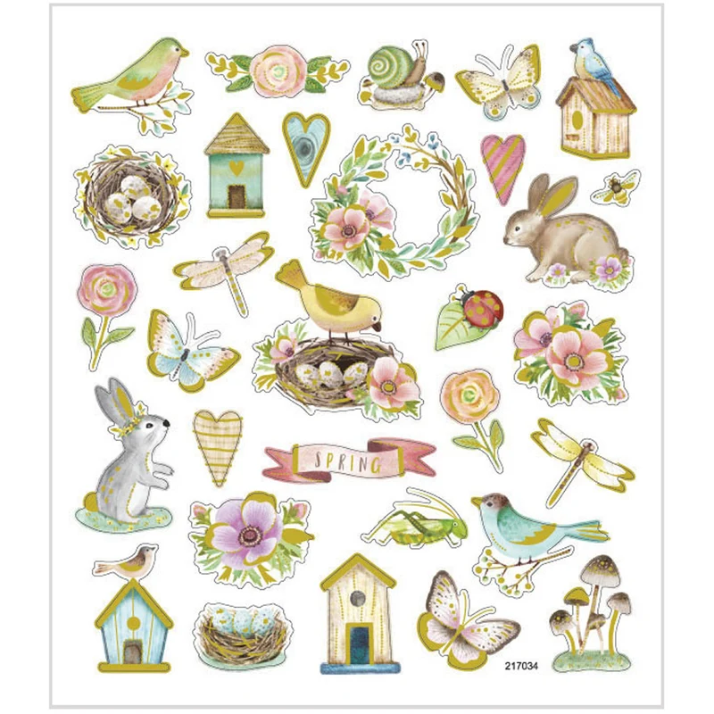Sticker, Frühling und Ostern, Blatt 15x16,5 cm, ca. 34 Stk, 1 Bl. [HOB-29066]
