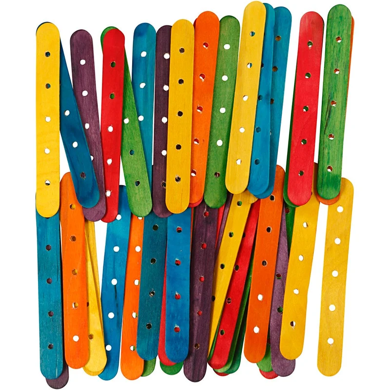 Baustäbe, L 15 cm, B 1,8 cm, Lochgröße 4 mm, Sortierte Farben, 500 sort./ 1 Pck [HOB-56305]