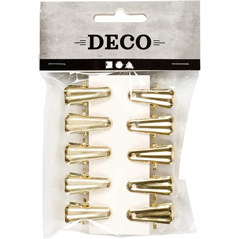 Deko-Klammer, L 27 mm, B 14 mm, Gold, 10 Stk/ 1 Pck [HOB-559541]