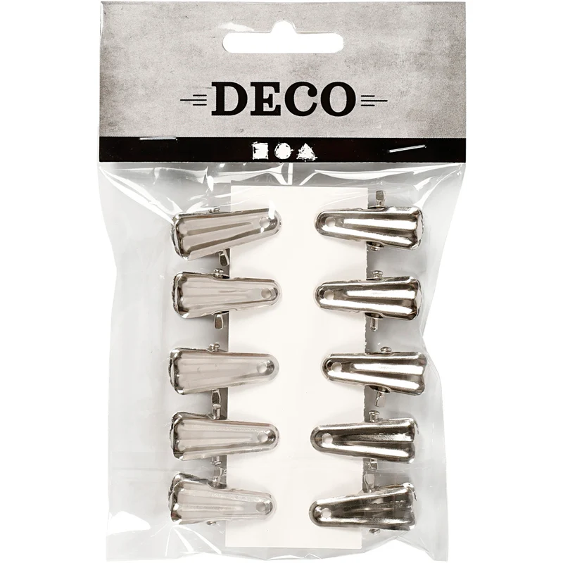 Deko-Klammer, L 27 mm, B 14 mm, Silber, 10 Stk/ 1 Pck [HOB-559540]
