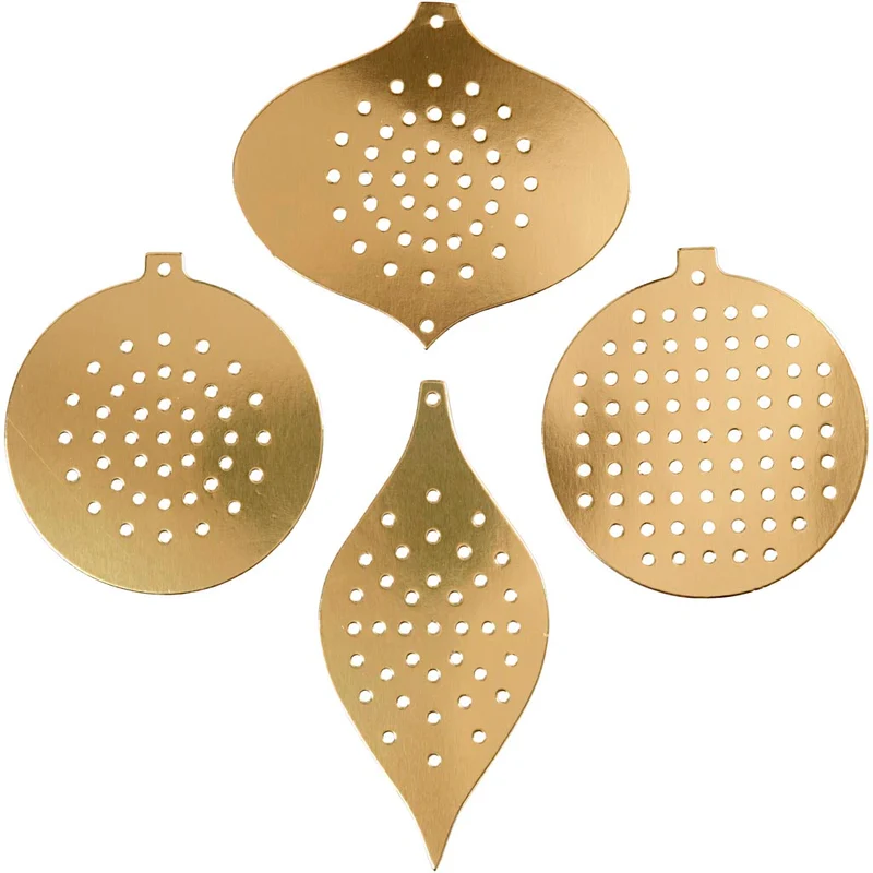 Stickkarten, Weihnachtsmotive, H 8,5-12 cm, Lochgröße 3 mm, Metallic-Gold, 8 Stk/ 1 Pck [HOB-219611]